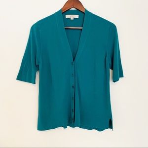 Loft Short-Sleeve Button-Down Cardigan